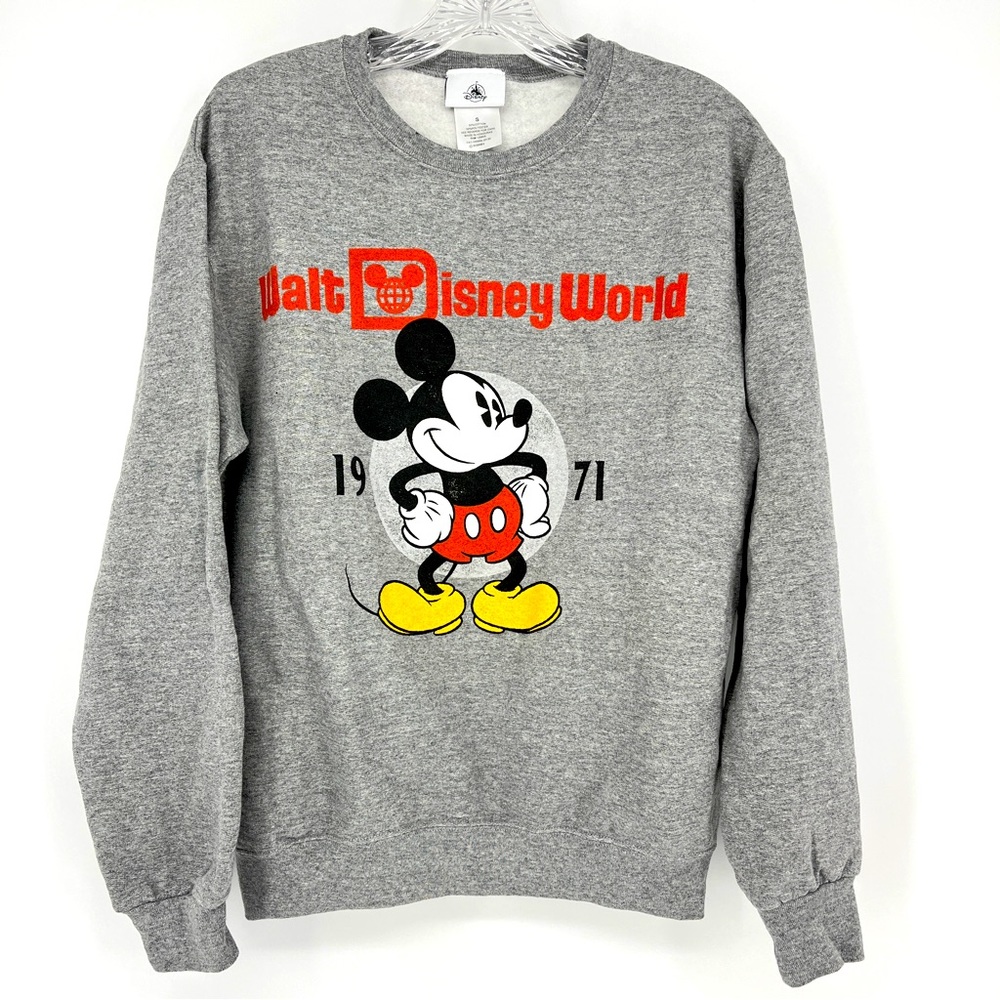 Walt Disney World 1971 Mickey Mouse Crew Neck Sweatshirt Size Small Gray
